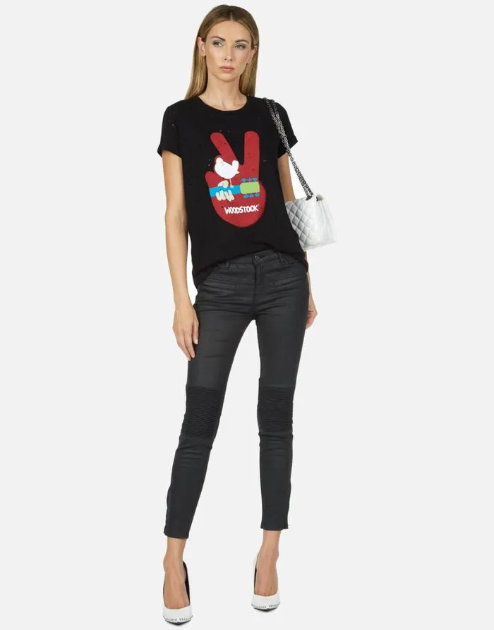 Bess Woodstock Peace Black Women Lauren Moshi Short Sleeve