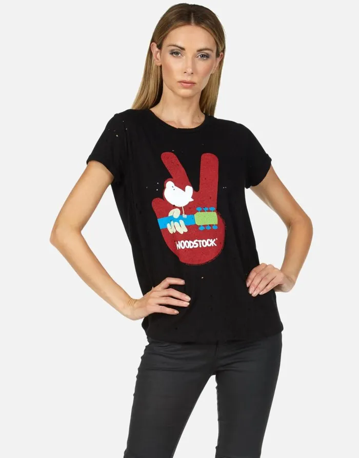 Bess Woodstock Peace Black Women Lauren Moshi Short Sleeve