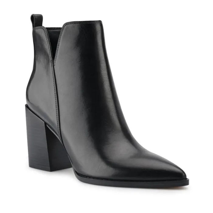 Birds Block Heel Booties Black Leather Women Nine West Heels Birds Block Heel Booties Black Leather Women Nine West Heels