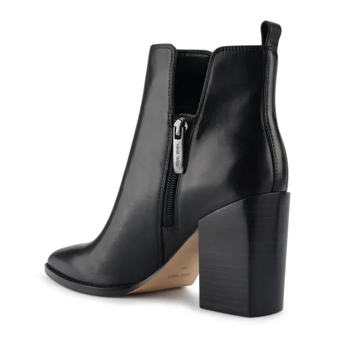 Birds Block Heel Booties Black Leather Women Nine West Heels Birds Block Heel Booties Black Leather Women Nine West Heels