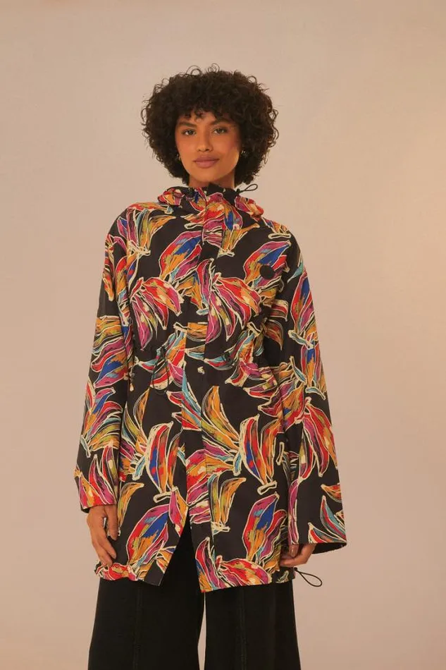 Black Artsy Bananas Short Raincoat Women FARM Rio Coats