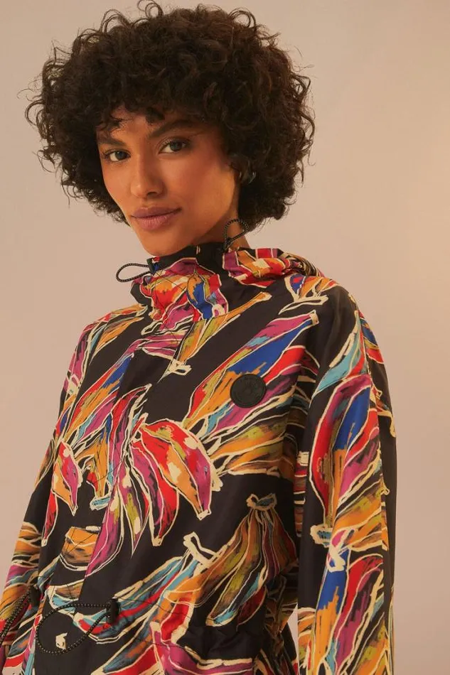Black Artsy Bananas Short Raincoat Women FARM Rio Coats