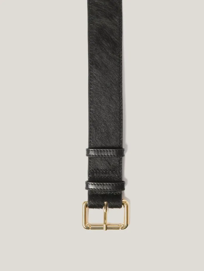 Black Calf Hair Belt Black Women Jigsaw Belts