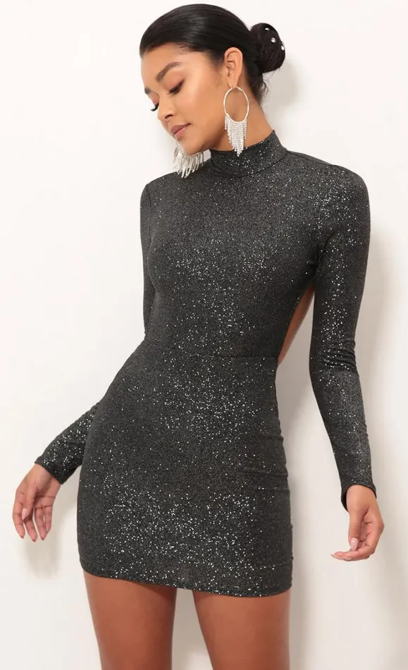 Black Crystal Open Back Dress Black Crystal Open Back Dress Women LUCY IN THE SKY Mini Dresses Black Crystal Open Back Dress Black Crystal Open Back Dress Women LUCY IN THE SKY Mini Dresses