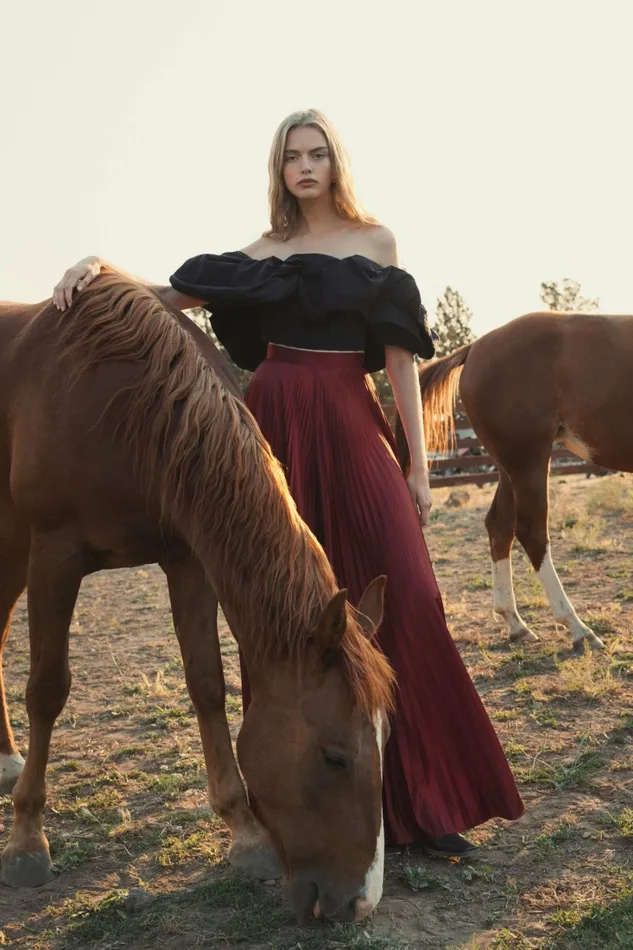 Black Faille Off The Shoulder Bustier Ruffle Top 8211 FINAL SALE Black Blouses and Tops Mac Duggal Women