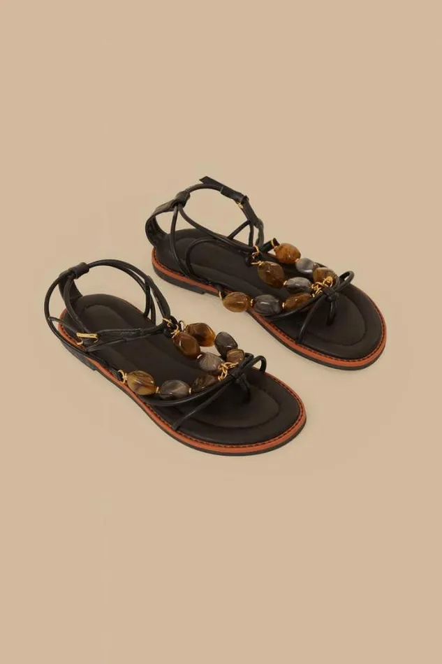 Black Gem Straps Sandal Women FARM Rio Sandals Black Gem Straps Sandal Women FARM Rio Sandals