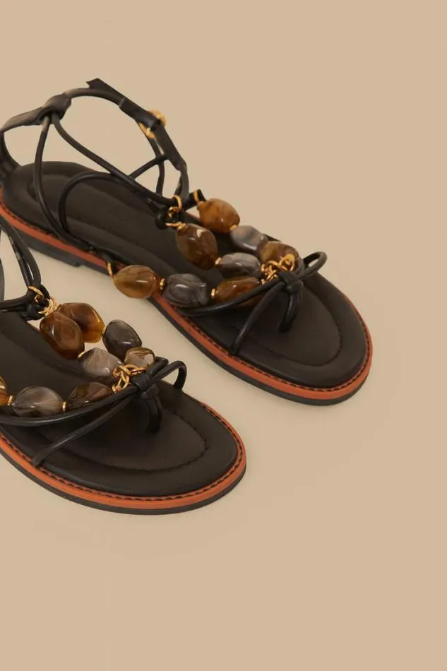 Black Gem Straps Sandal Women FARM Rio Sandals Black Gem Straps Sandal Women FARM Rio Sandals