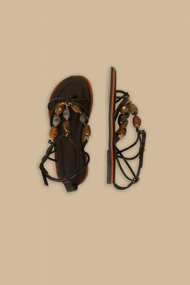 Black Gem Straps Sandal Women FARM Rio Sandals Black Gem Straps Sandal Women FARM Rio Sandals