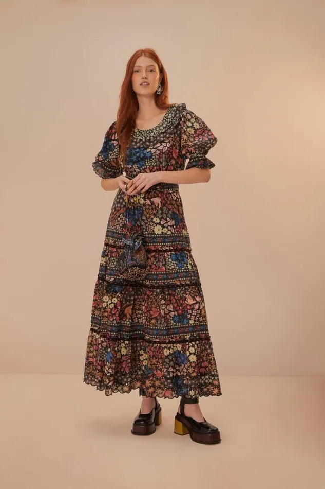 Black Jujus Garden Maxi Dress Women FARM Rio Maxi Dresses