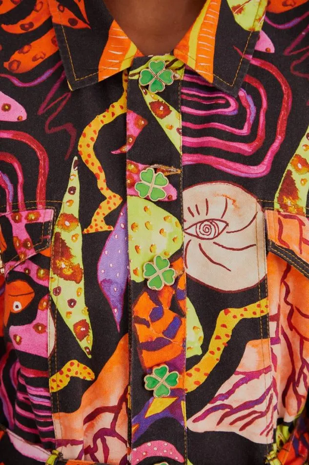 Black Psychedelic Garden Jumpsuit Women FARM Rio Midi Dresses