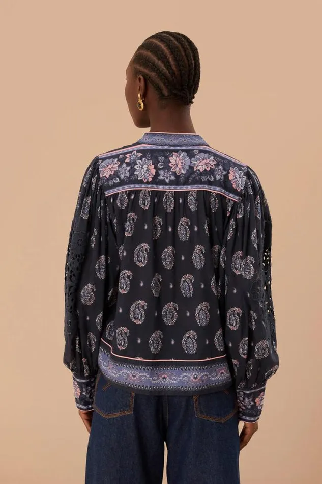 Blue Ayla Long Sleeve Blouse Women FARM Rio Blouses