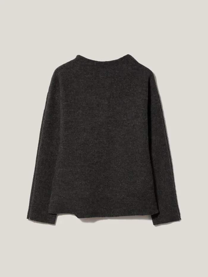 Boiled Wool Blend Batwing Top Dark Grey Women Jigsaw Coords