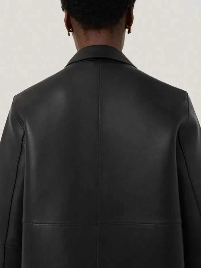 Bonded Leather Jacket Black Women Jigsaw Coats and Jackets