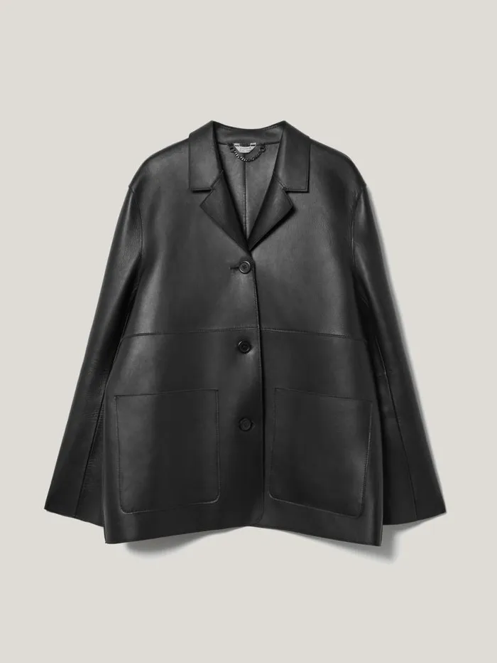 Bonded Leather Jacket Black Women Jigsaw Coats and Jackets