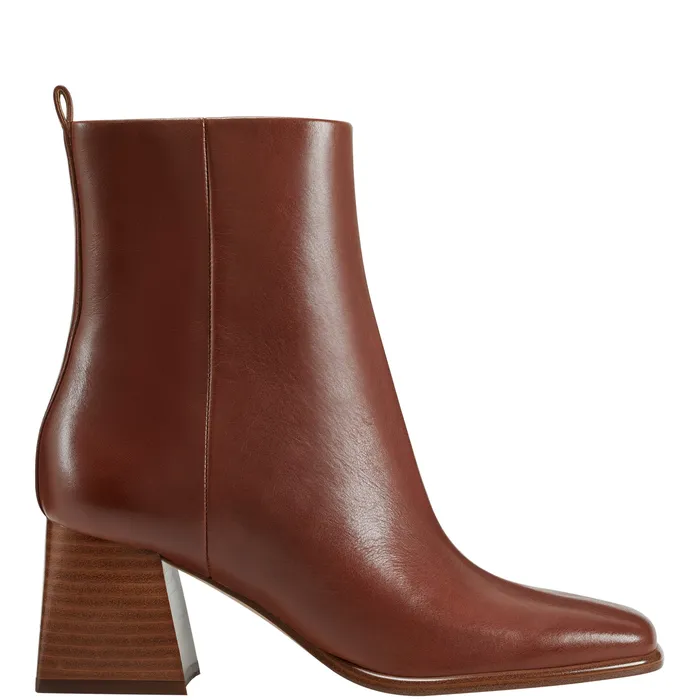 Boots and Booties Women Marc Fisher Floria Square Toe Bootie Tan Leather
