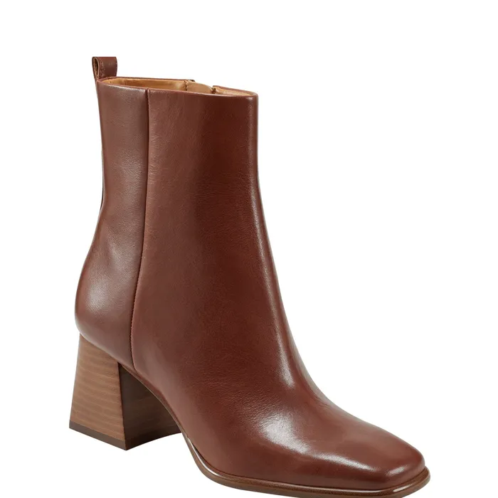 Boots and Booties Women Marc Fisher Floria Square Toe Bootie Tan Leather
