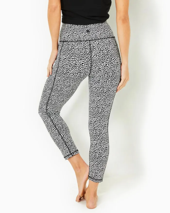 Bottoms WomenHome and Gifts Lilly Pulitzer UPF 50 Luxletic 24034 Weekender High Rise Midi Legging Onyx Twisted Up Active Jacquard