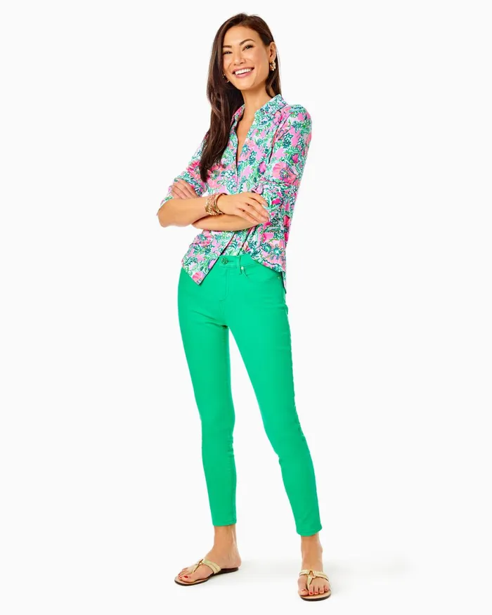 Bottoms Women Lilly Pulitzer 29034 Eagan High Rise Super Skinny Jean Botanical Green Bottoms Women Lilly Pulitzer 29034 Eagan High Rise Super Skinny Jean Botanical Green