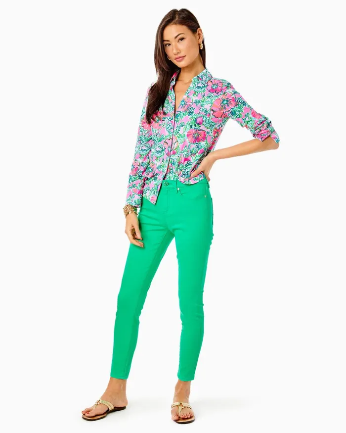 Bottoms Women Lilly Pulitzer 29034 Eagan High Rise Super Skinny Jean Botanical Green Bottoms Women Lilly Pulitzer 29034 Eagan High Rise Super Skinny Jean Botanical Green