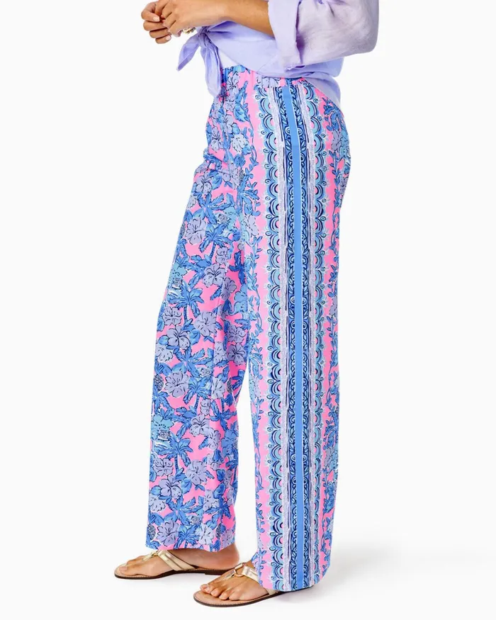 Bottoms Women Lilly Pulitzer 32034 Bal Harbour Palazzo Pant Soleil Pink Palm Paradise Engineered Pants Bottoms Women Lilly Pulitzer 32034 Bal Harbour Palazzo Pant Soleil Pink Palm Paradise Engineered Pants