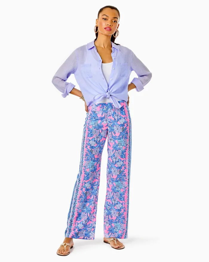 Bottoms Women Lilly Pulitzer 32034 Bal Harbour Palazzo Pant Soleil Pink Palm Paradise Engineered Pants Bottoms Women Lilly Pulitzer 32034 Bal Harbour Palazzo Pant Soleil Pink Palm Paradise Engineered Pants