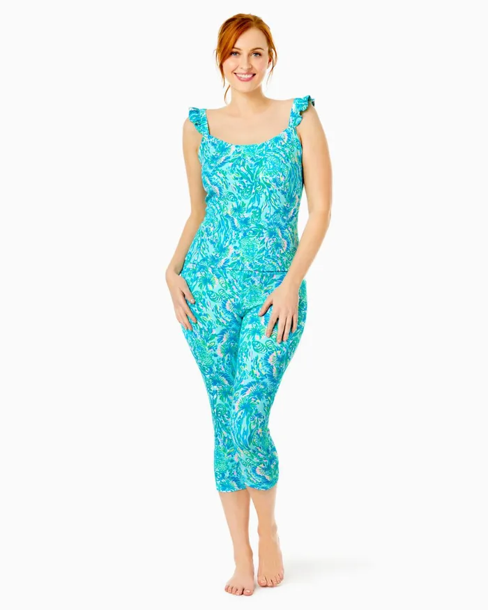 Bottoms Women Lilly Pulitzer UPF 50 Luxletic 21034 South Beach High Rise Crop Legging Surf Blue Coral Of The Story Bottoms Women Lilly Pulitzer UPF 50 Luxletic 21034 South Beach High Rise Crop Legging Surf Blue Coral Of The Story