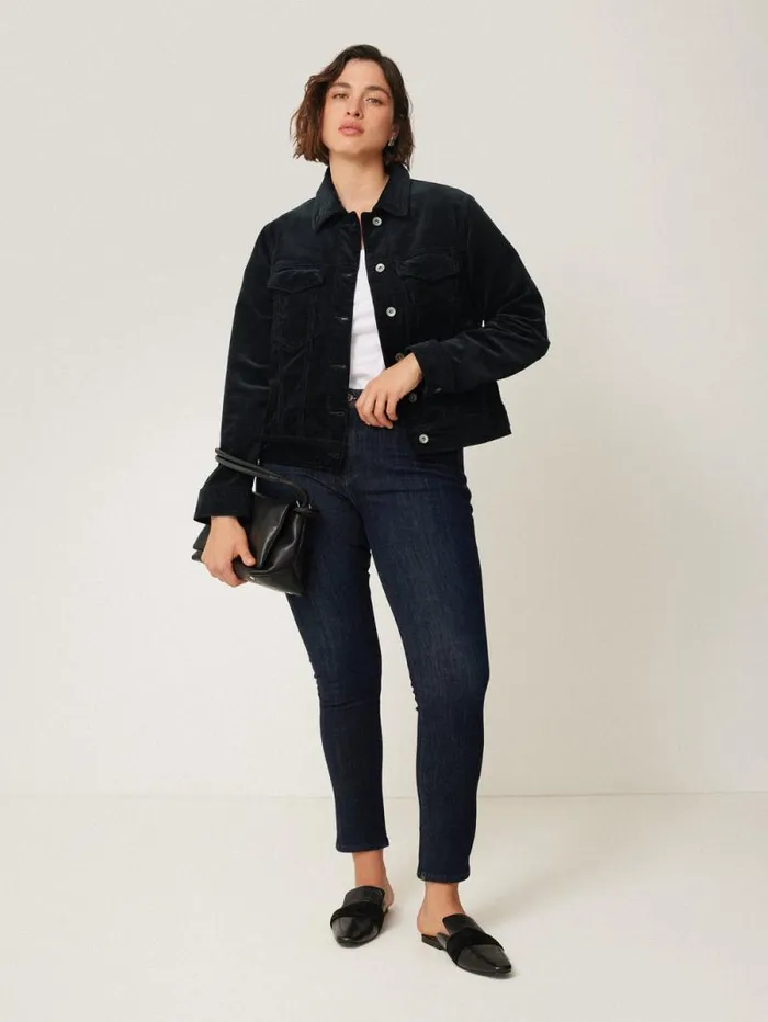 Boxy Cord Trucker Jacket Navy Women Jigsaw Coords
