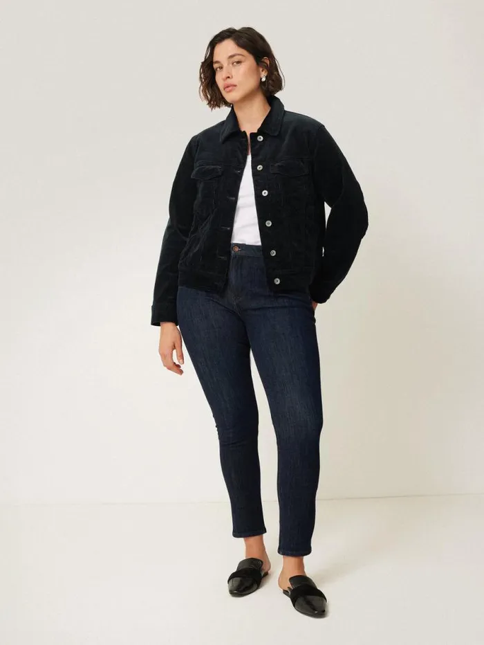 Boxy Cord Trucker Jacket Navy Women Jigsaw Coords
