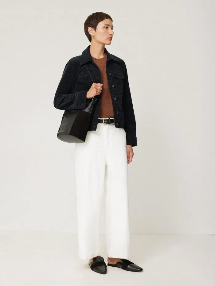 Boxy Cord Trucker Jacket Navy Women Jigsaw Coords