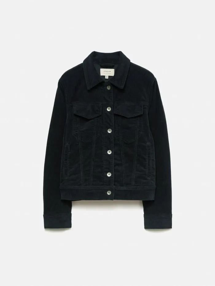 Boxy Cord Trucker Jacket Navy Women Jigsaw Coords