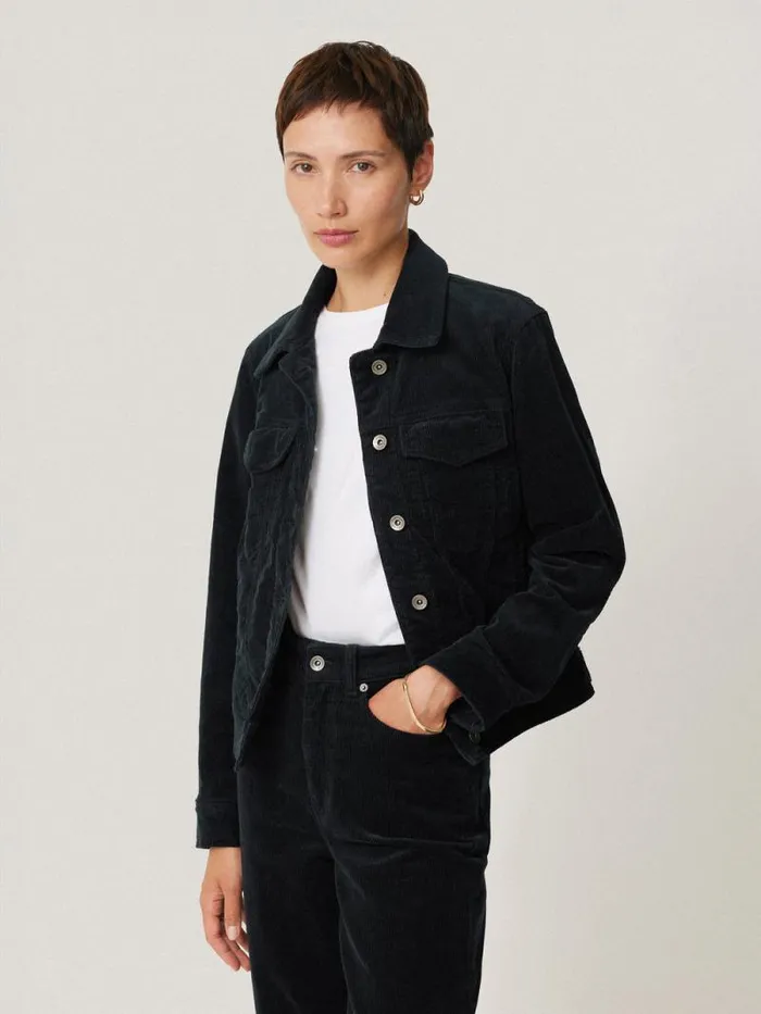 Boxy Cord Trucker Jacket Navy Women Jigsaw Coords