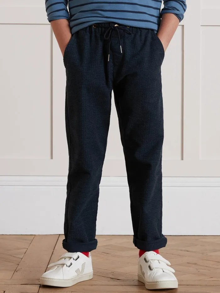 Boys Clothing Cyrillus Comfortable Herringbone Trousers Bleu