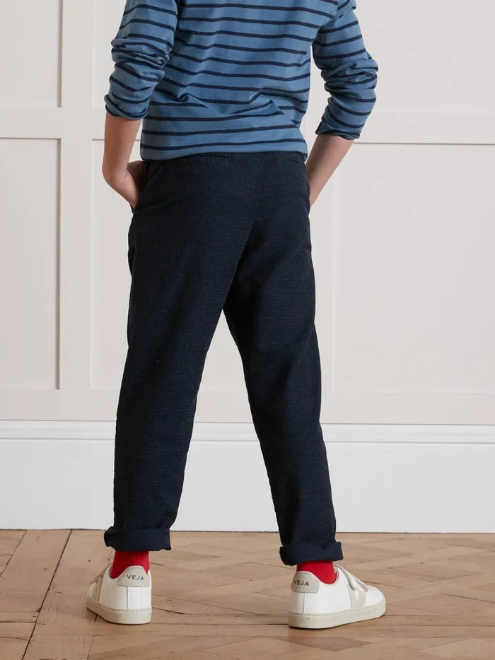 Boys Clothing Cyrillus Comfortable Herringbone Trousers Bleu