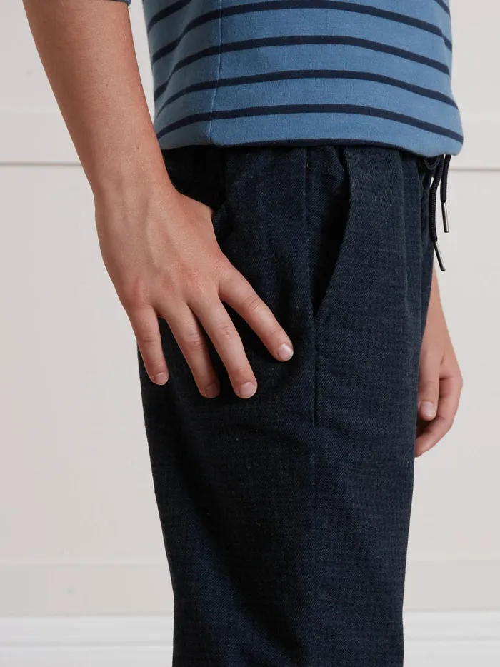 Boys Clothing Cyrillus Comfortable Herringbone Trousers Bleu