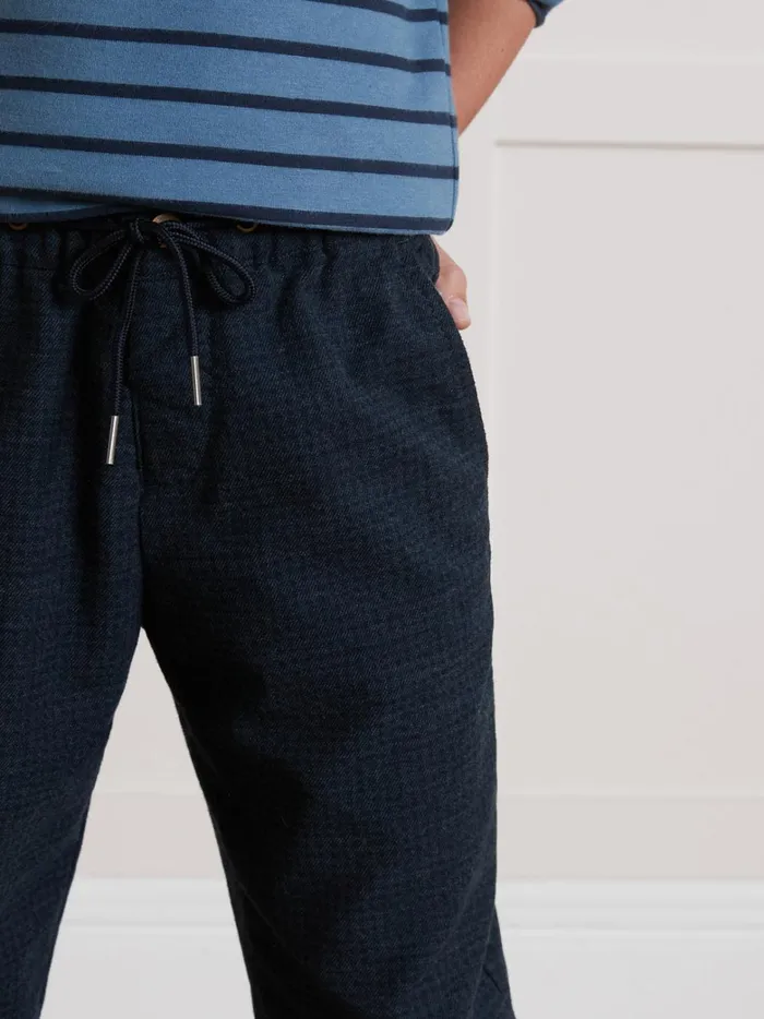 Boys Clothing Cyrillus Comfortable Herringbone Trousers Bleu