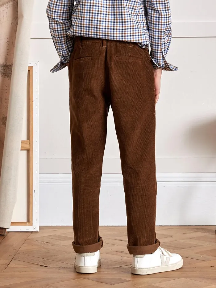 Boys Clothing Cyrillus Corduroy Chino Trousers Cafe