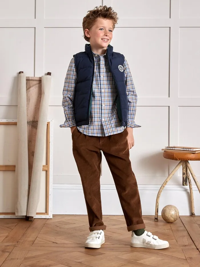 Boys Clothing Cyrillus Corduroy Chino Trousers Cafe
