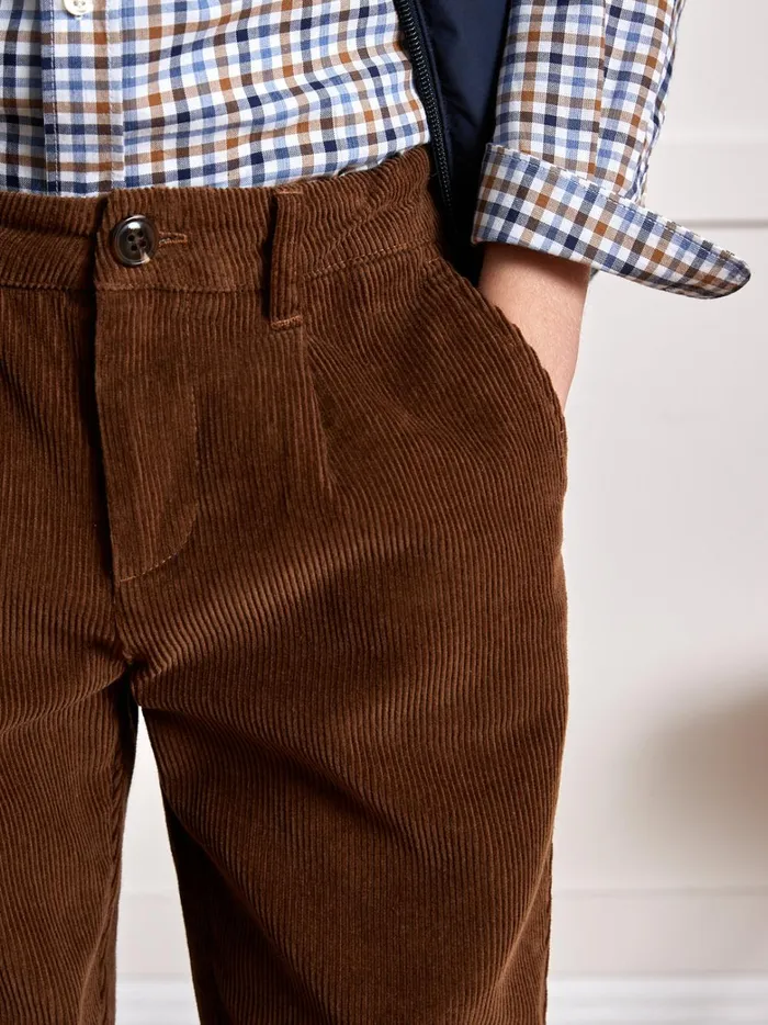 Boys Clothing Cyrillus Corduroy Chino Trousers Cafe