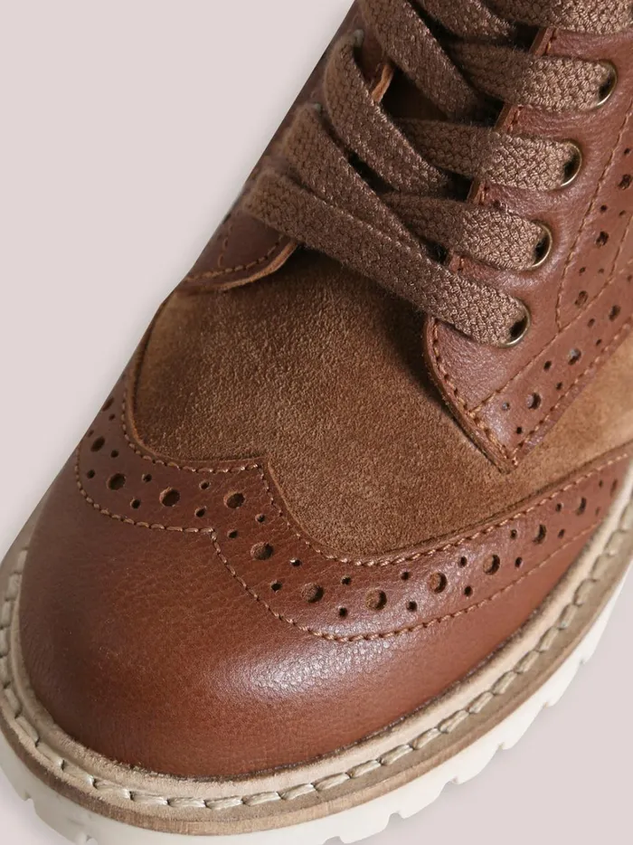 Boys Shoes Cyrillus Leather Ankle Boots Camel