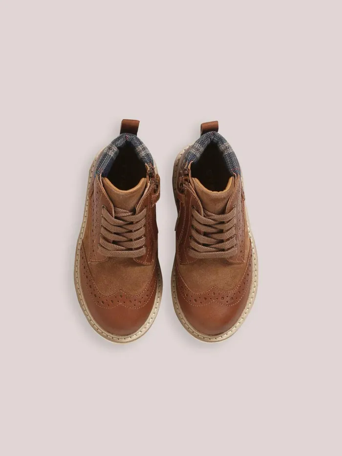 Boys Shoes Cyrillus Leather Ankle Boots Camel