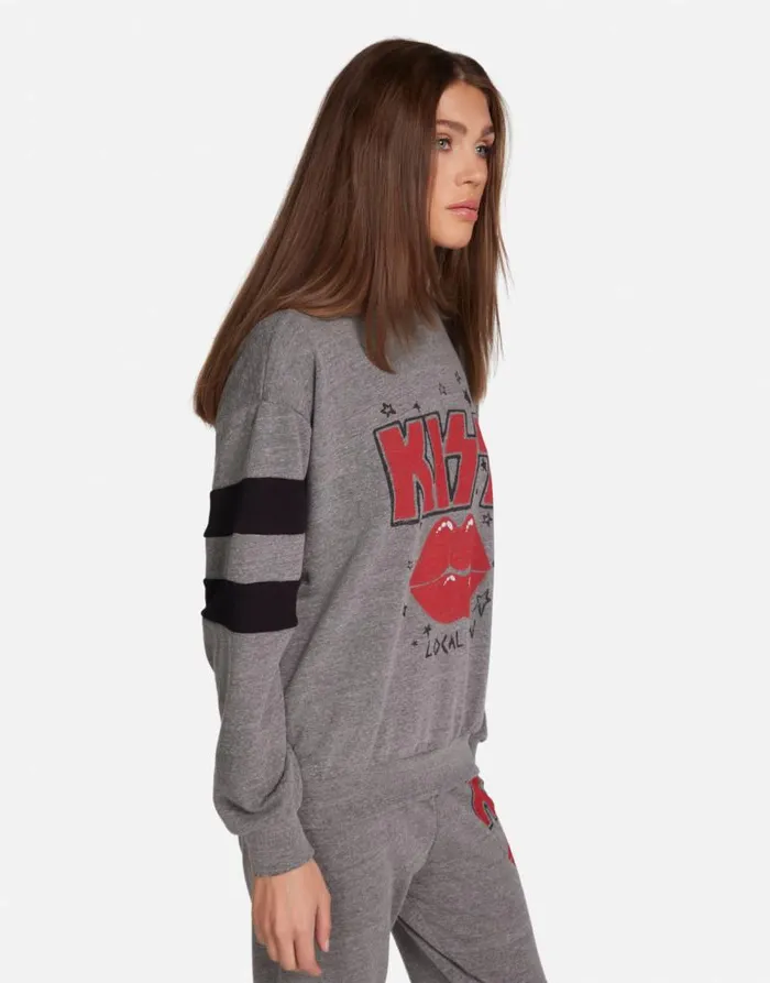 Breezy KISS Local Crew Heather Greyblack Women Lauren Moshi Hoodies