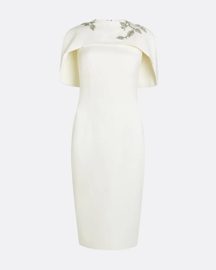 Bridal Kalika Flower Bud Embroidered Midi Dress Ivory 8211 Safiyaa Women