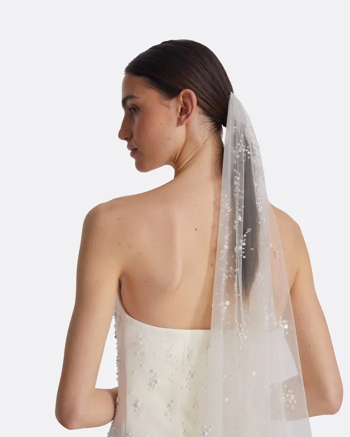 Bridal Safiyaa Women Edith Gypsophilia Embroidered Veil Ivory