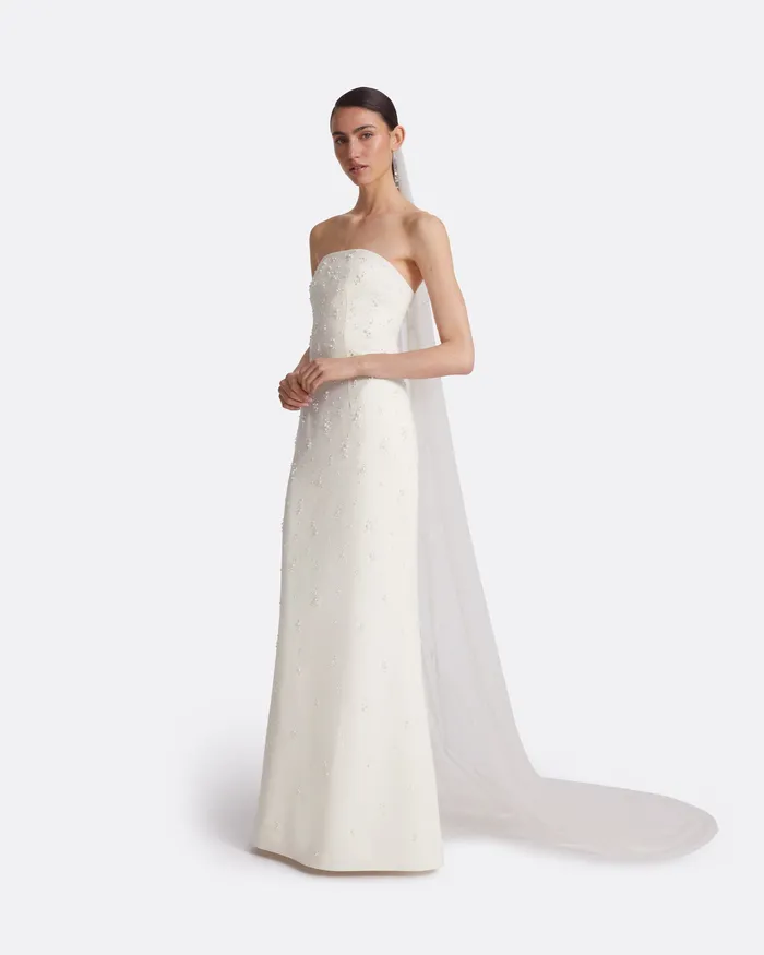 Bridal Safiyaa Women Edith Gypsophilia Embroidered Veil Ivory