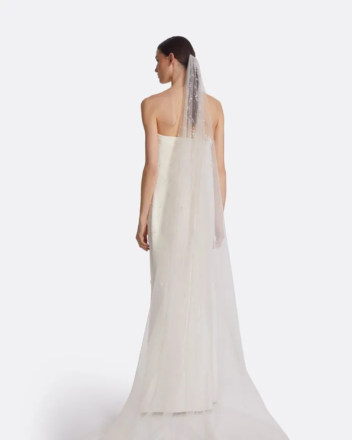 Bridal Safiyaa Women Edith Gypsophilia Embroidered Veil Ivory