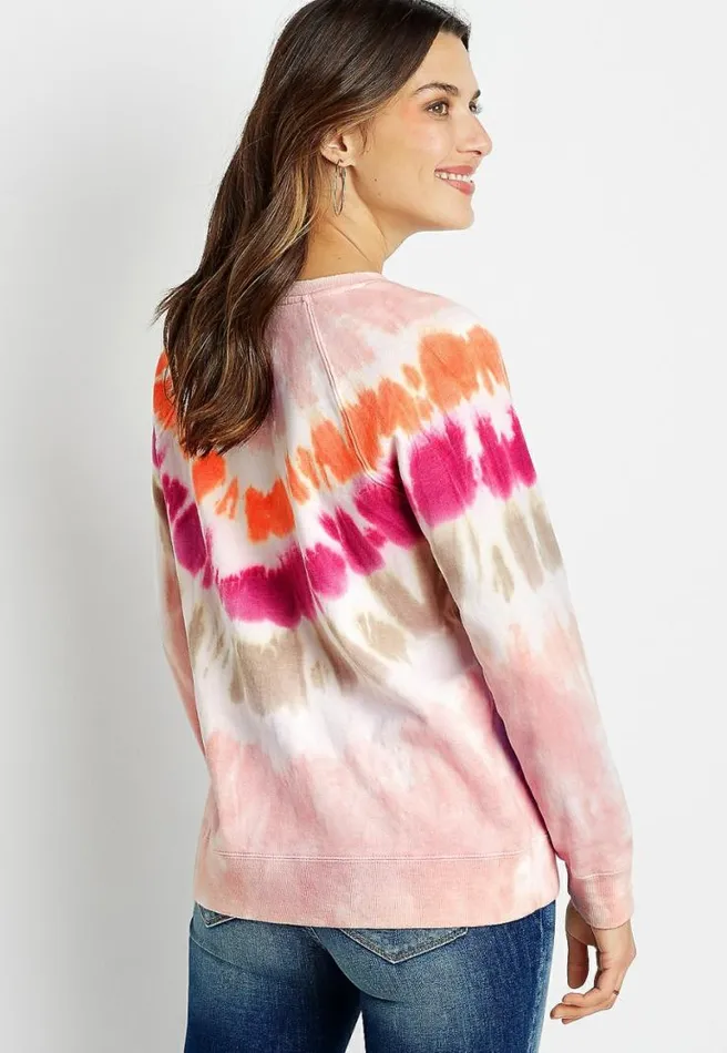 Bright Chevron Tie Dye Crew Neck Sweatshirt Women Maurices Tops