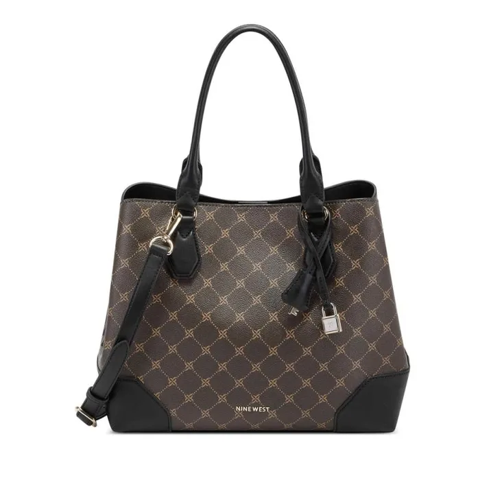 Brooklyn Jet Set Carryall Brown Black Logo Women Nine West Satchels and Shoulder Bags