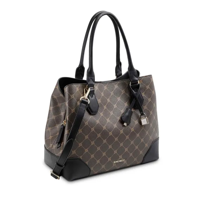 Brooklyn Jet Set Carryall Brown Black Logo Women Nine West Satchels and Shoulder Bags Brooklyn Jet Set Carryall Brown Black Logo Women Nine West Satchels and Shoulder Bags