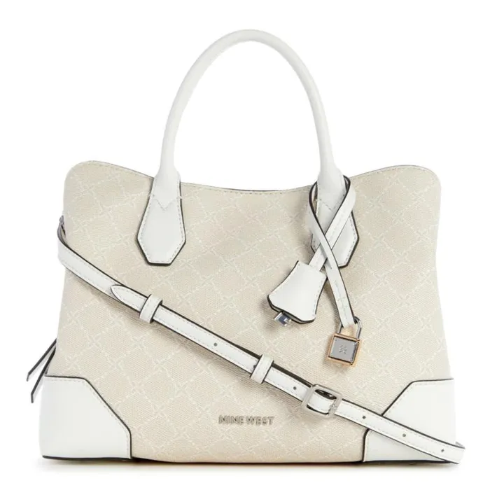 Brooklyn Jet Set Satchel Cream Logo Women Nine West Satchels and Shoulder Bags
