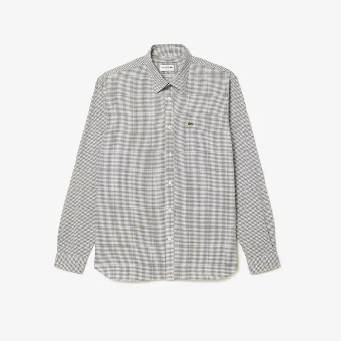 Button Down Shirts Men Lacoste Men039s Cotton Flannel Shirt Black White Kbr